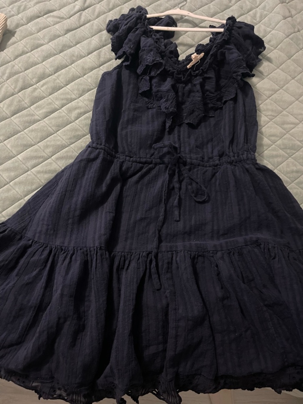 Rebecca Taylor Navy Blue Ruffled Tiered Dress